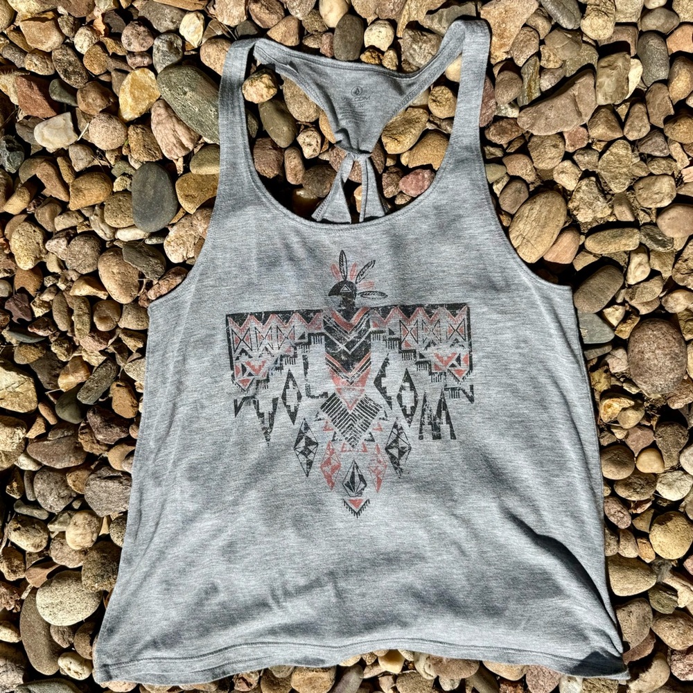 Volcom Heather Gray Tie-Back Top
